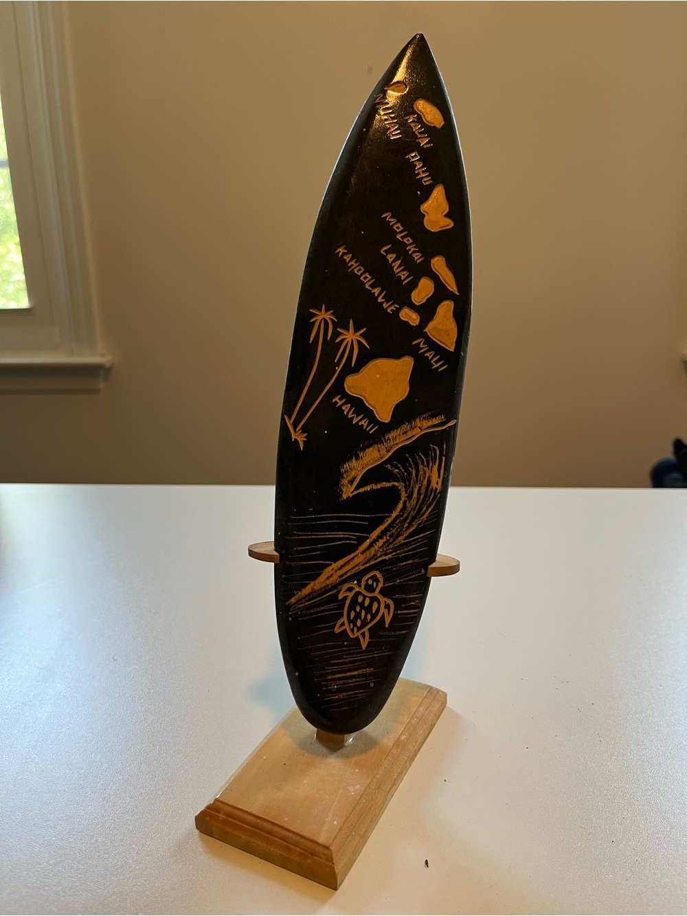 Black and Gold Decorative Surfboard Wall Art - brought from Kauai